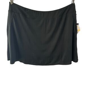 Womens Plus 2X Black Skort Tail White Label Pull On Golf Tennis UPF‎ 50 Sun